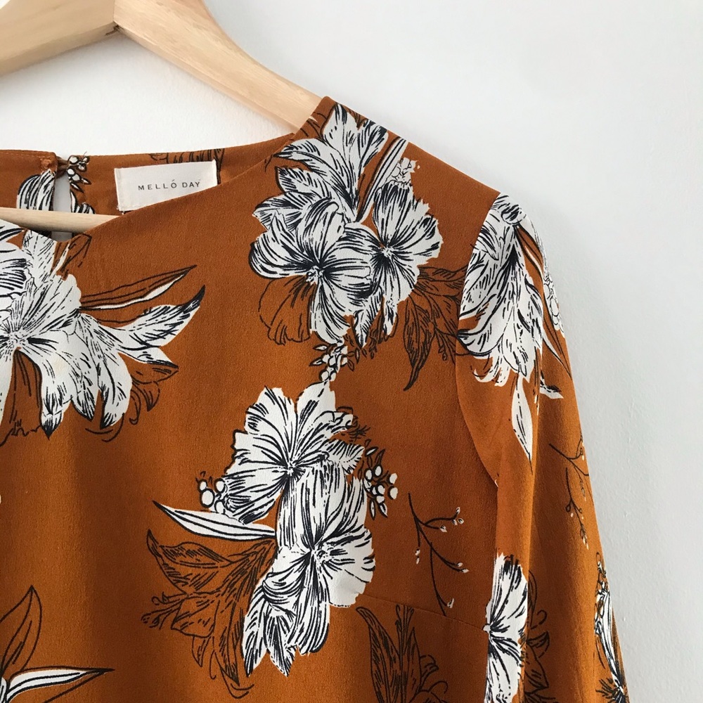 Nordstrom Mello Day Copper Floral Blouse
